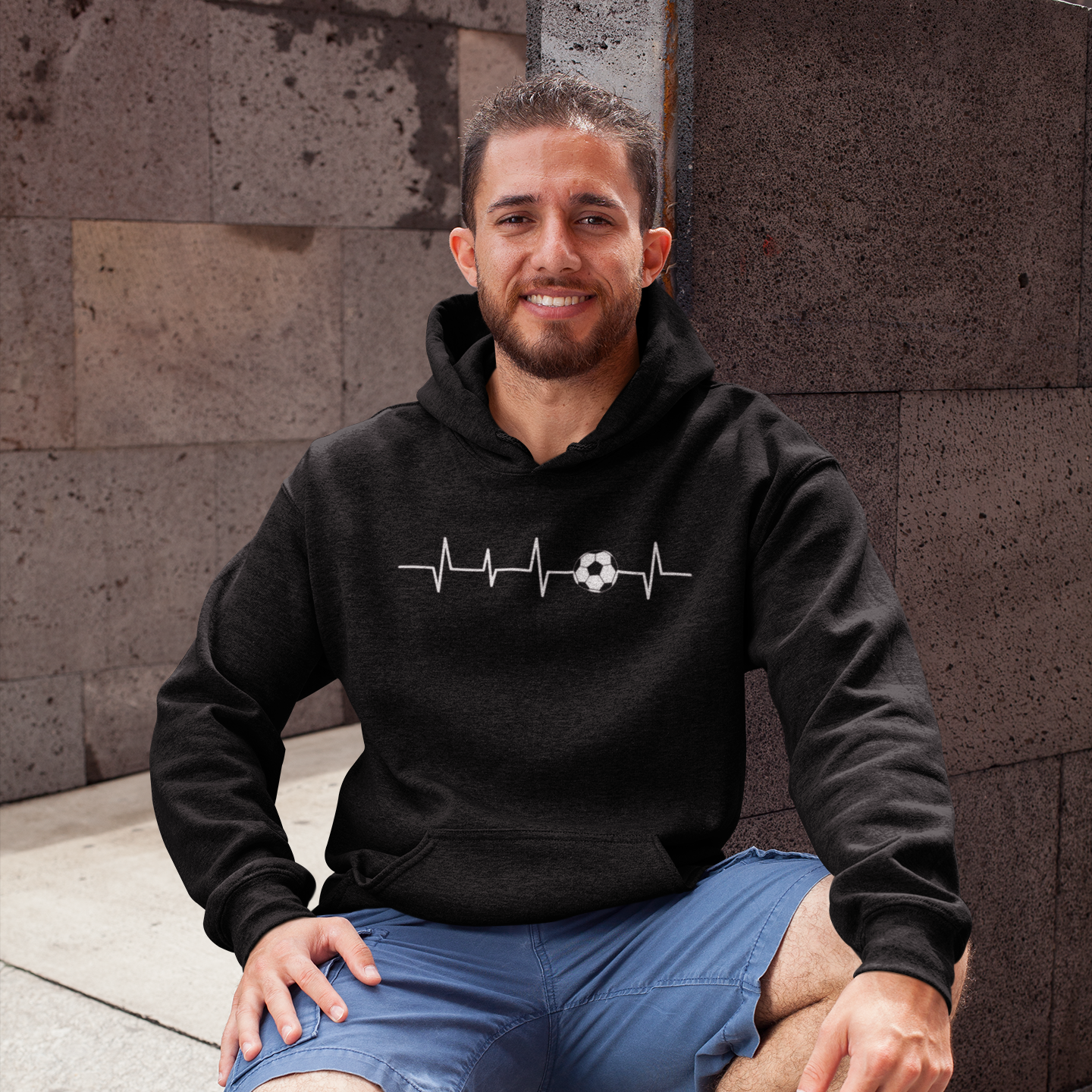 AWDis Hoodie - Football Heartbeat Design | Unisex Pullover Sweatshirt