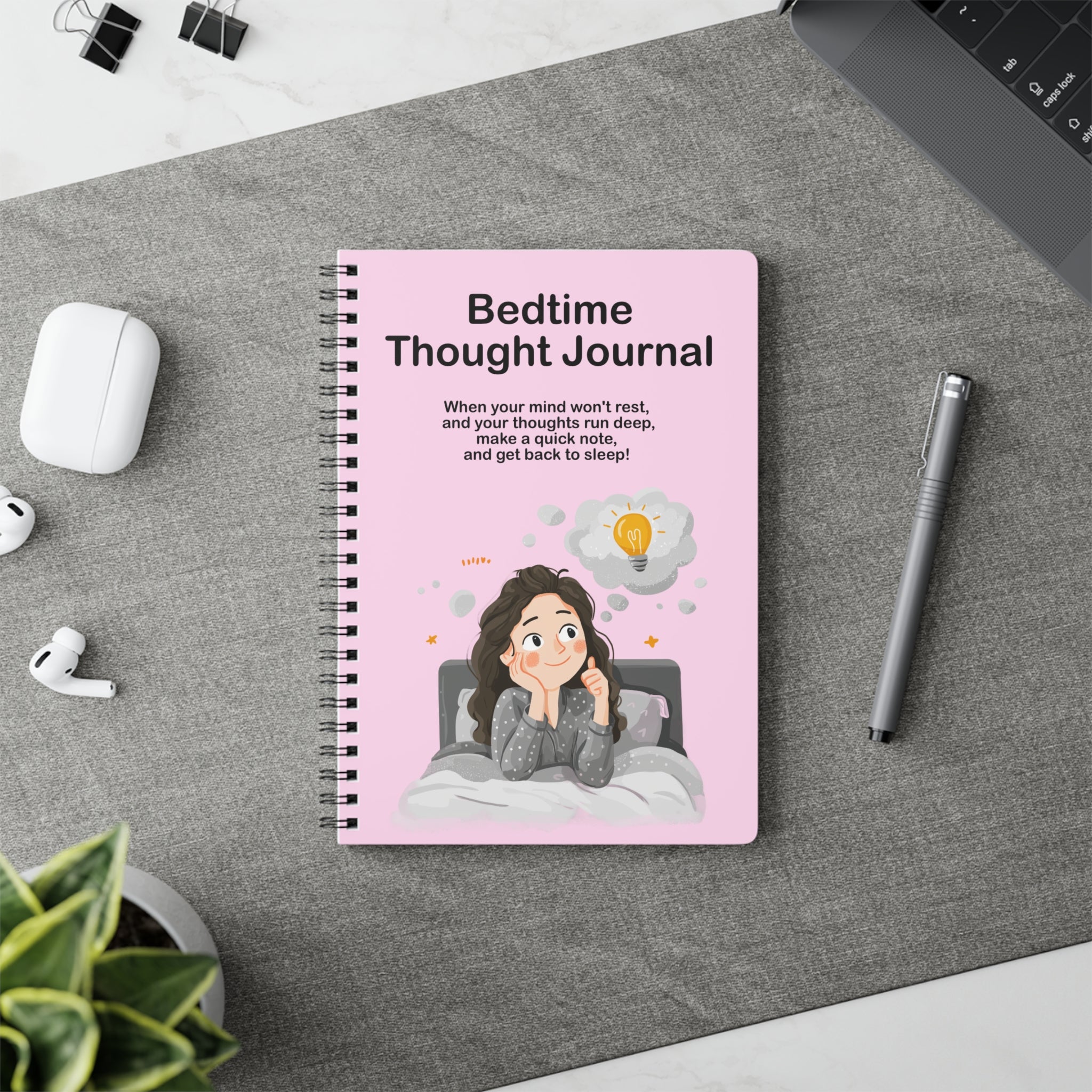 Bedtime Thought Journal: A5 Spiral Notebook for Anxiety Relief