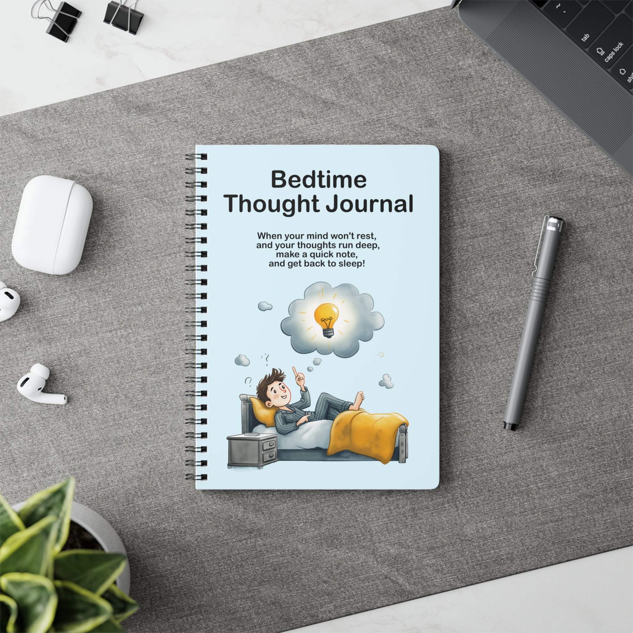 Bedtime Thought Journal: A5 Spiral Notebook for Anxiety Relief