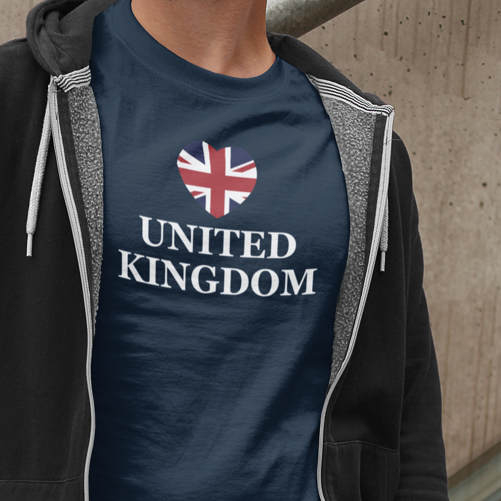 Union Jack Heart T-Shirt: British Pride Souvenir, 100% Cotton