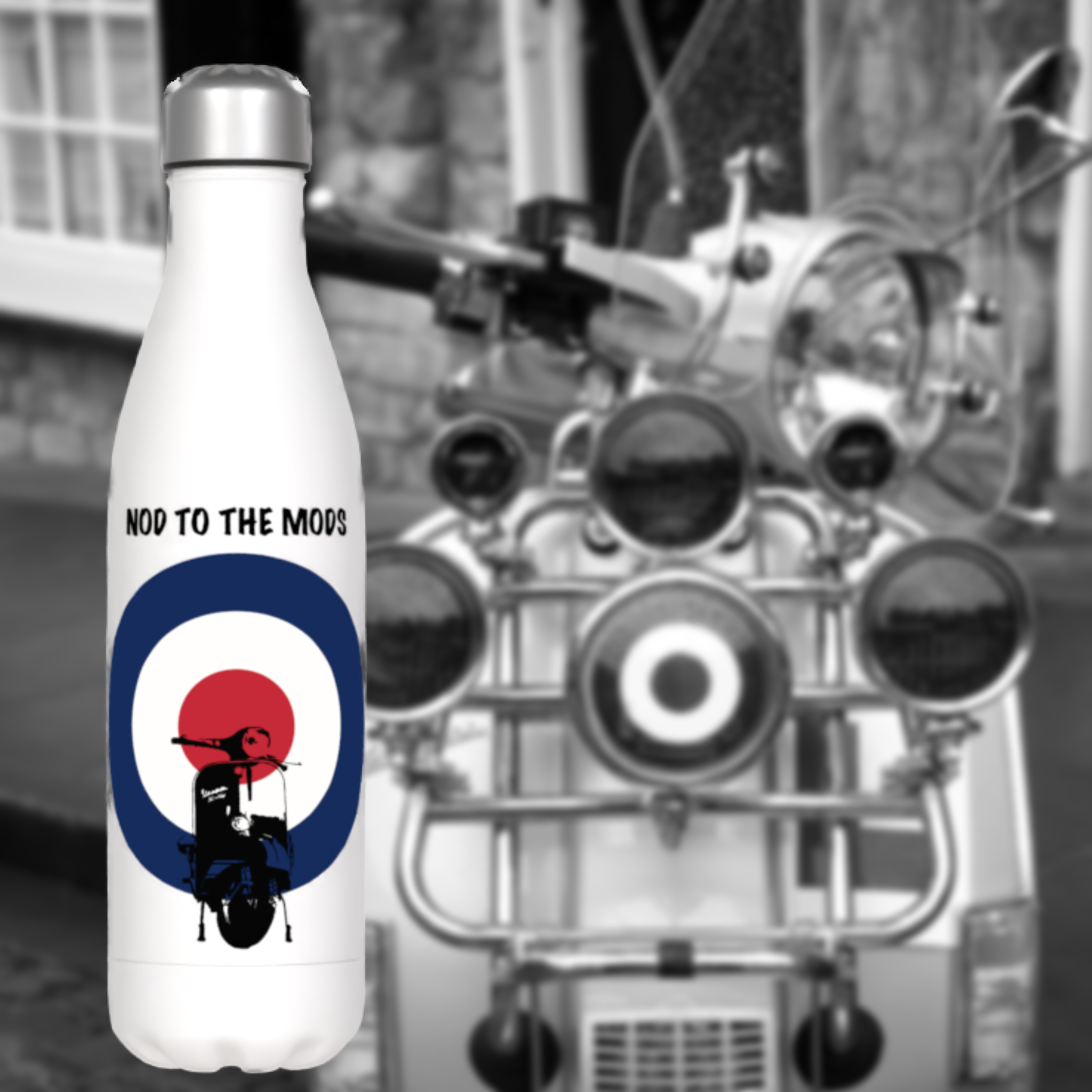 Mod Scooter Metal Thermos: 500ml Hot/Cold Drinks Bottle