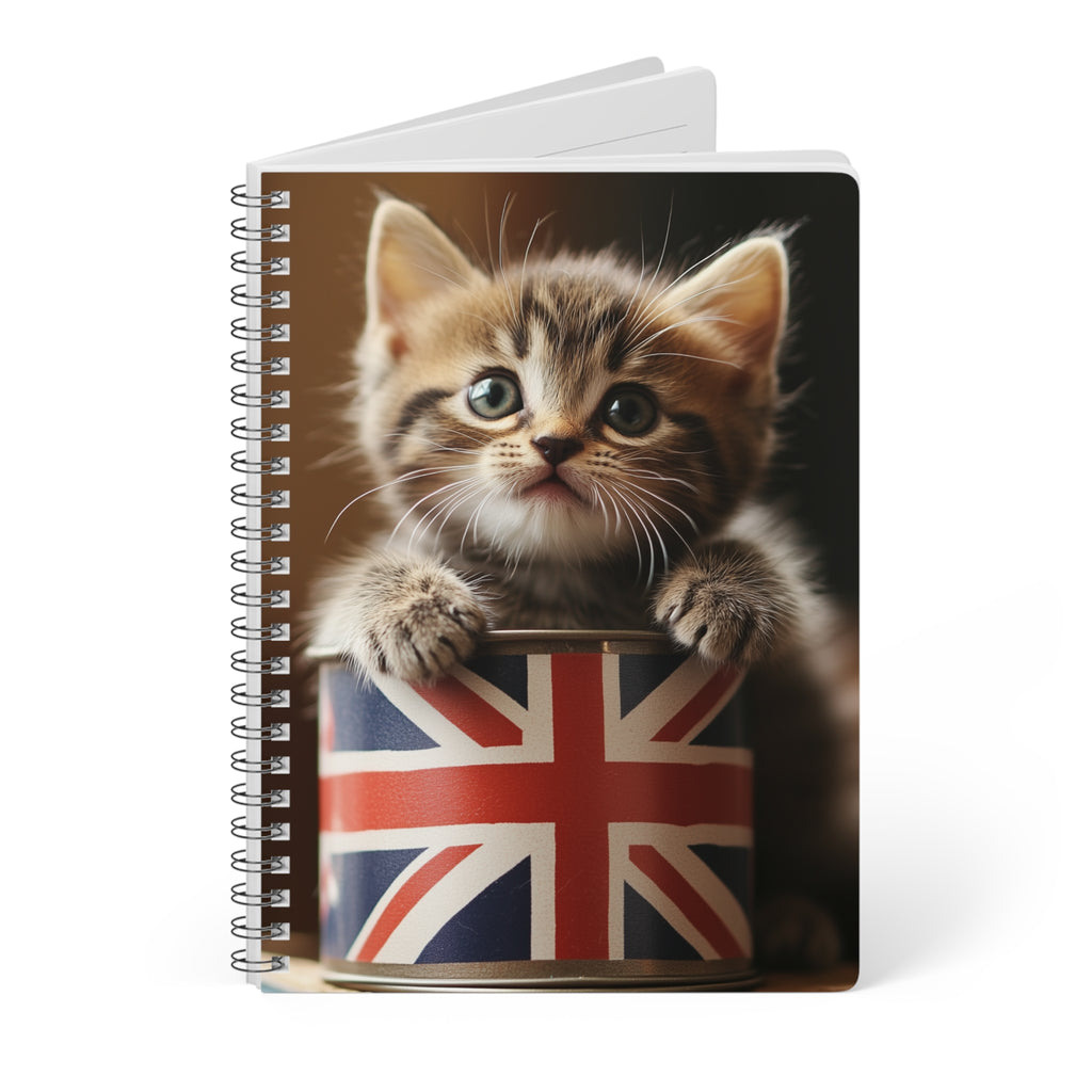 Cute Tabby Kitten in Tin - A5 Spiral Notebook