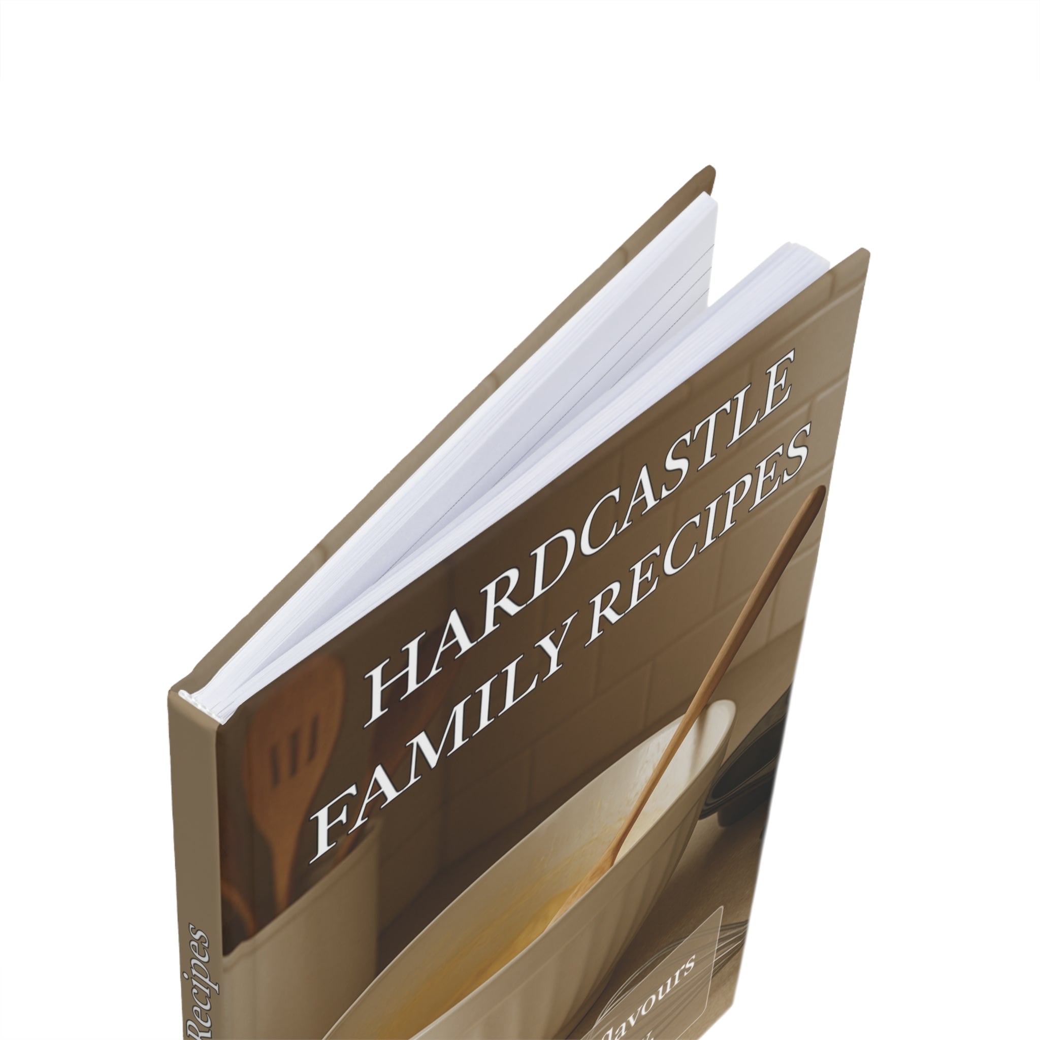 Cookbook titled 'Hardcastle Family Recipes' on a white background