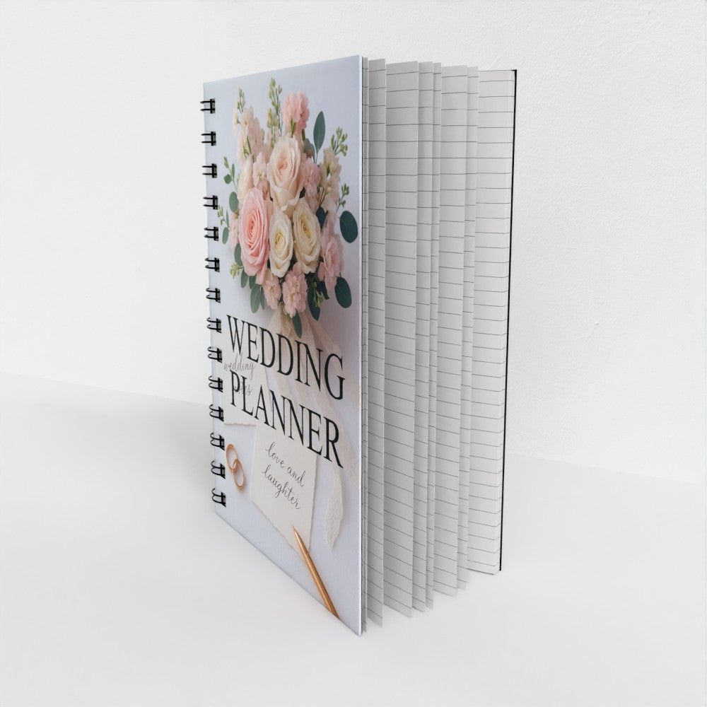 Wedding planner book with floral design on a white background