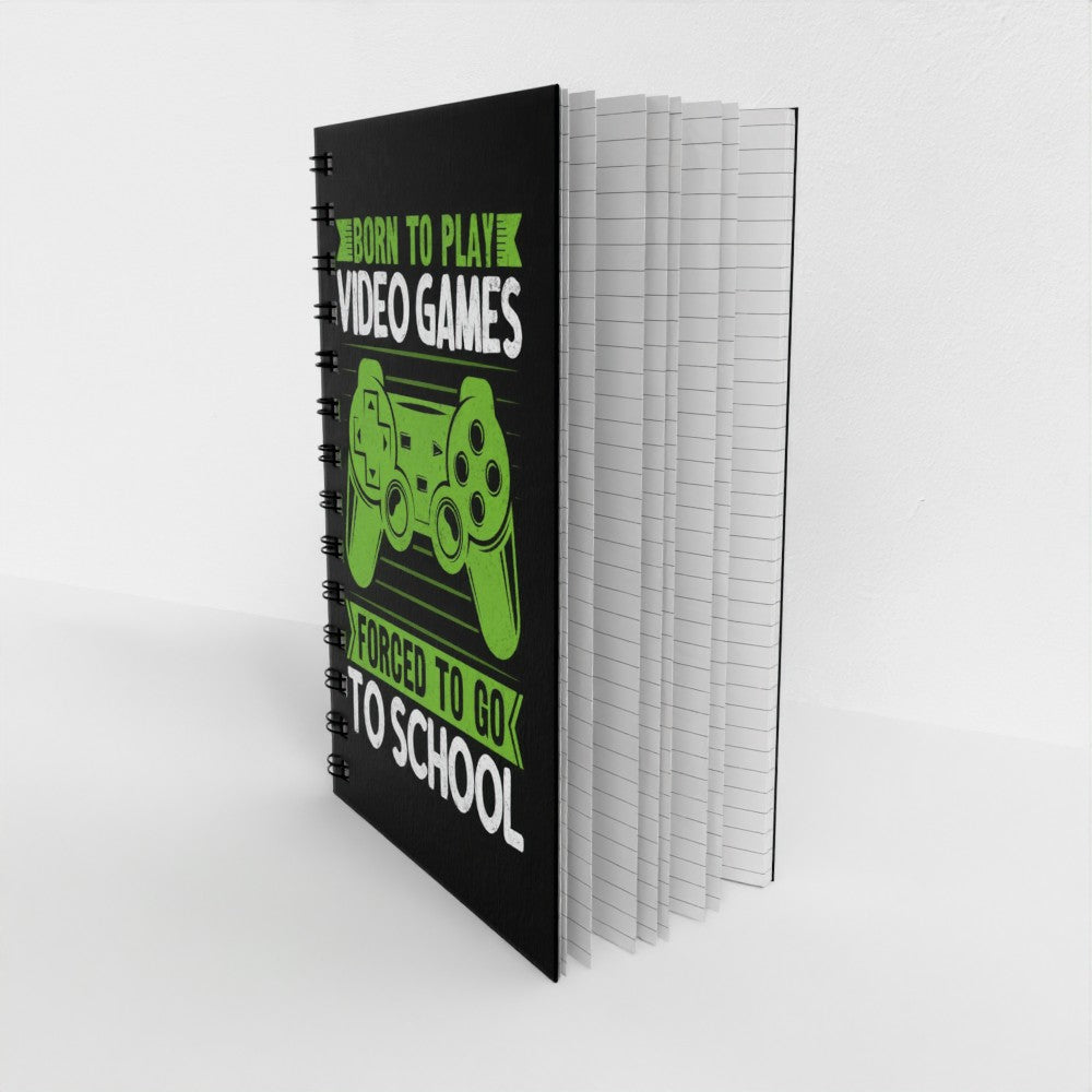 Born to play video games spiral A5 notebook