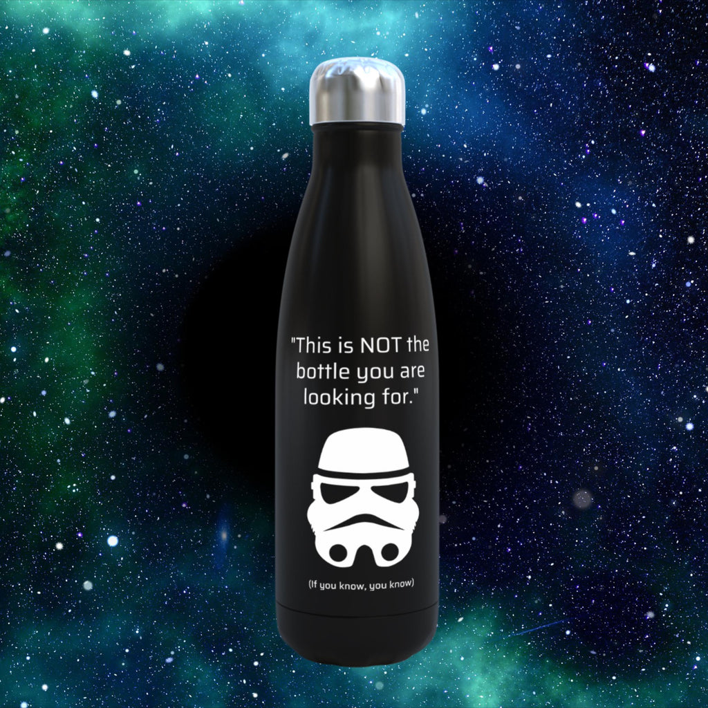 Storm Trooper Thermos: Black Metal Water Bottle, Unique Star Wars Fan Gift