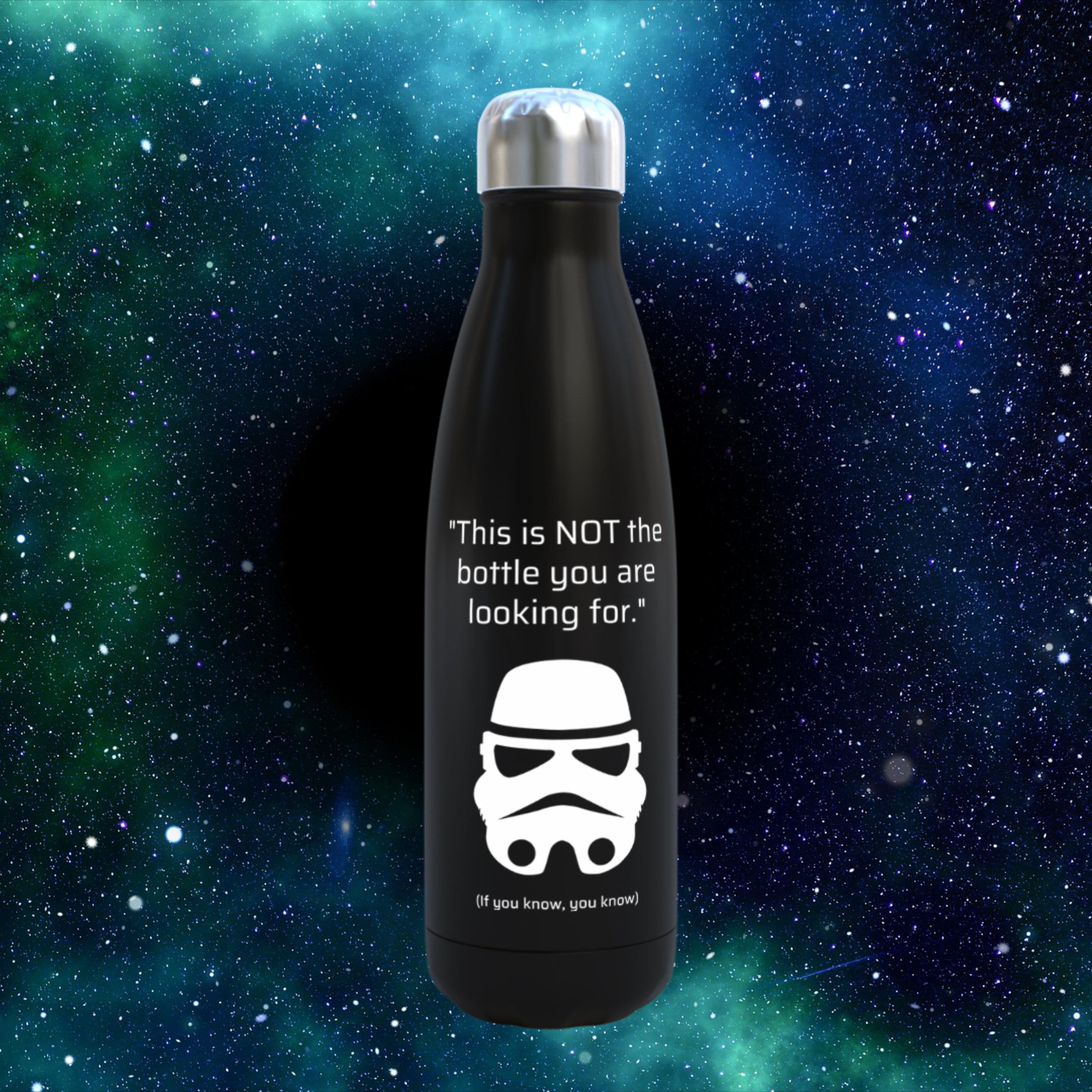 Storm Trooper Thermos: Black Metal Water Bottle, Unique Star Wars Fan Gift