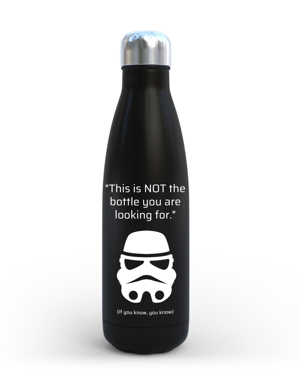 Storm Trooper Thermos: Black Metal Water Bottle, Unique Star Wars Fan Gift