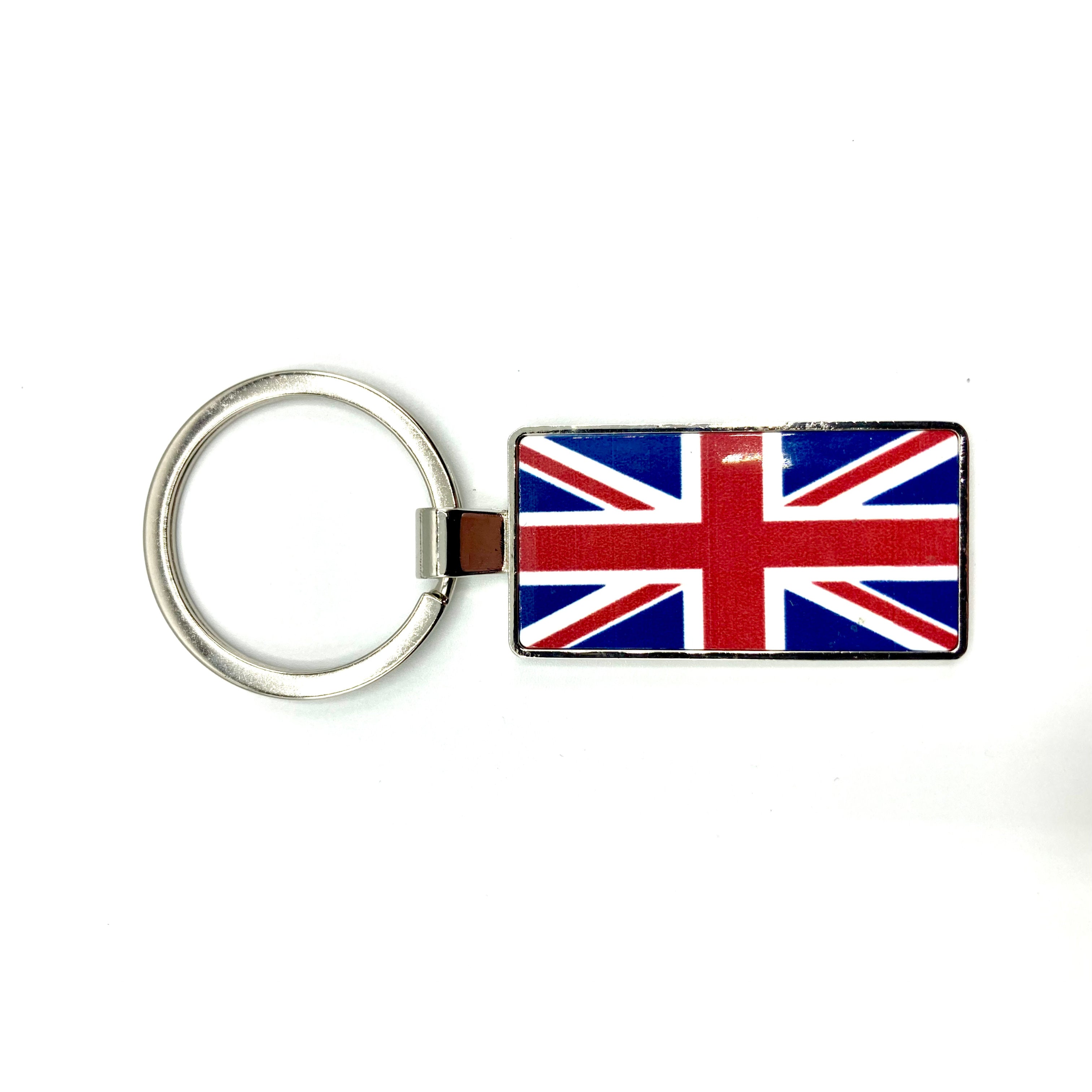 Keychain with Union Jack design on a white background