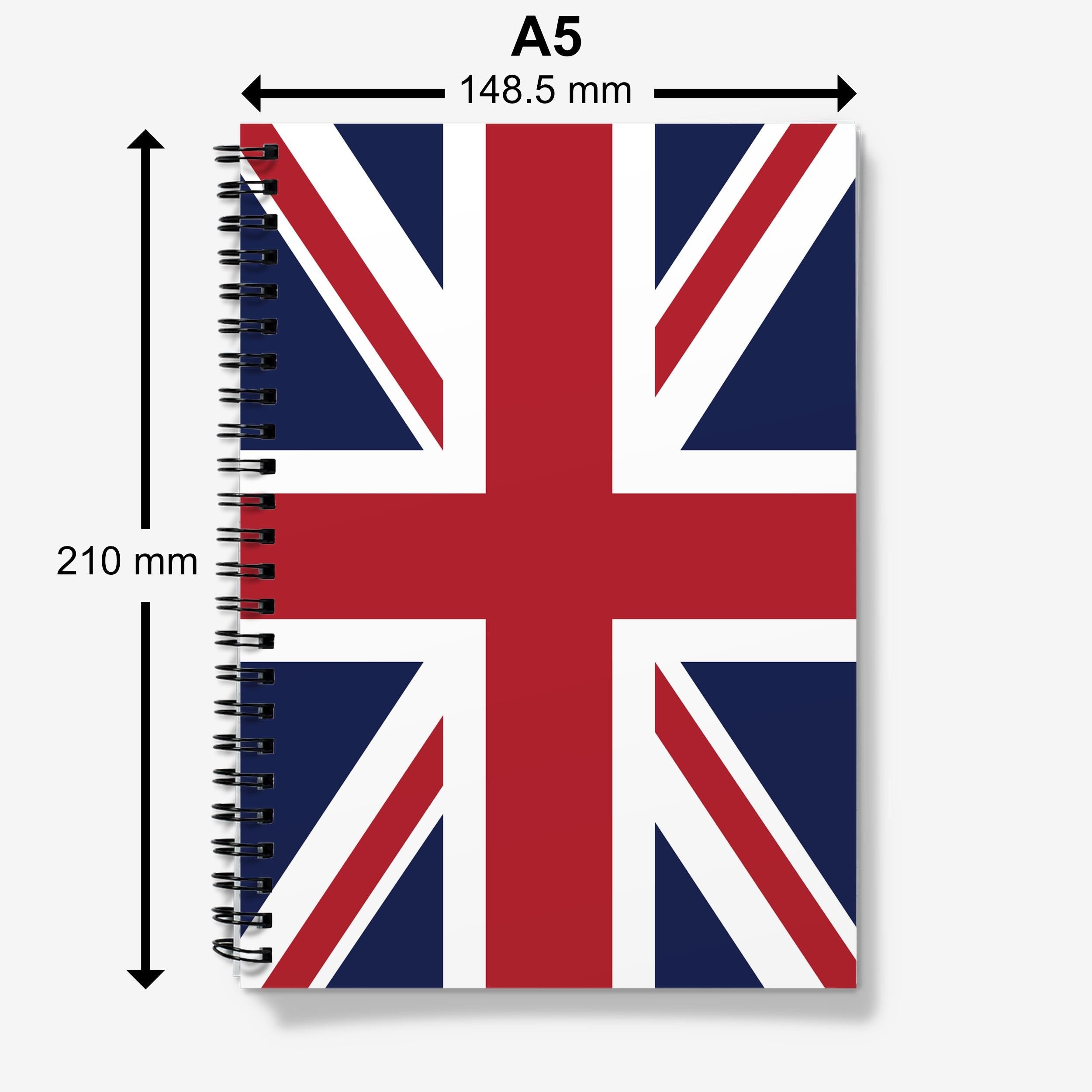 Union Jack A5 Notebook: British Travel Journal, Lined or Graph