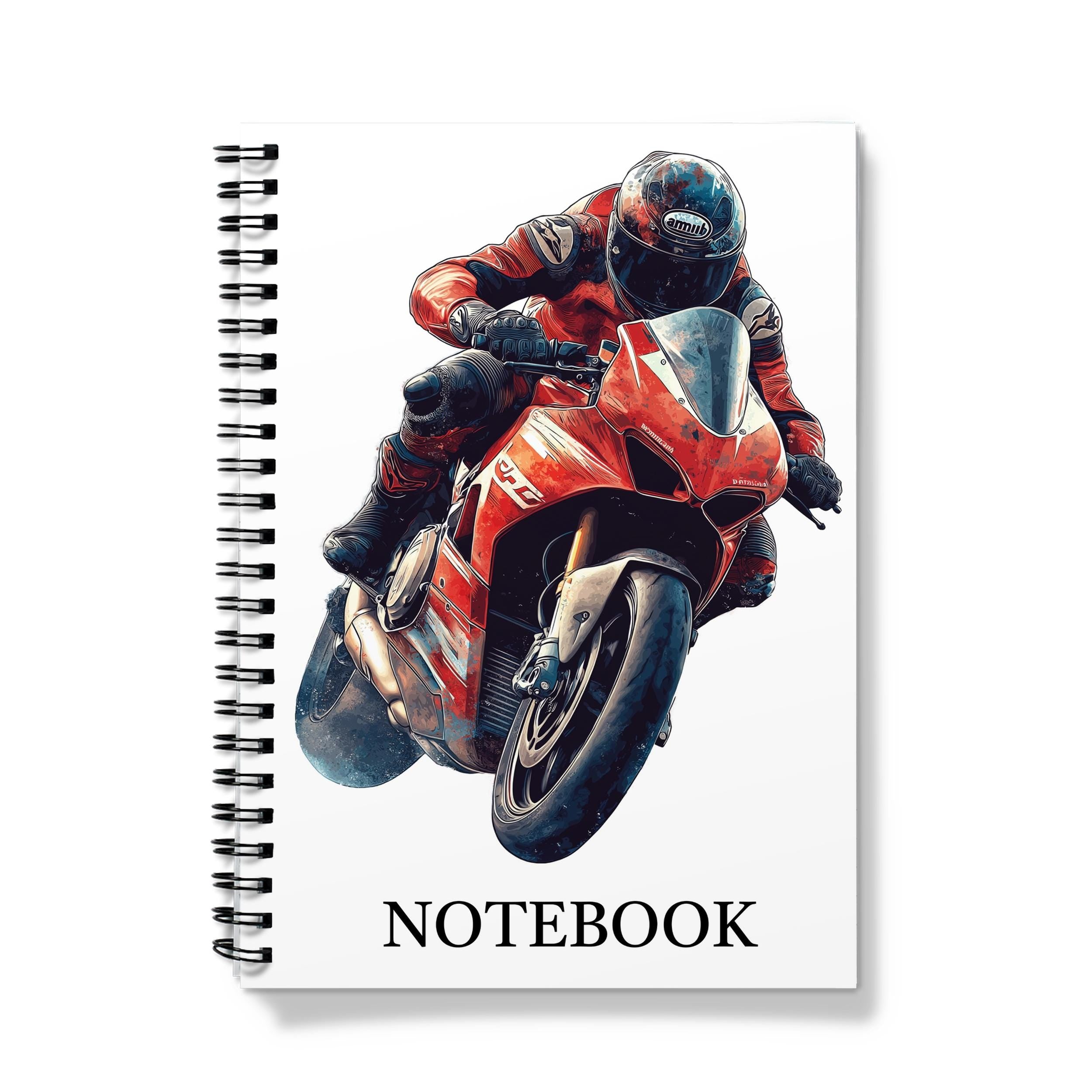 Red Motorbike Spiral Notebook: A5 Lined/Graph Paper Journal