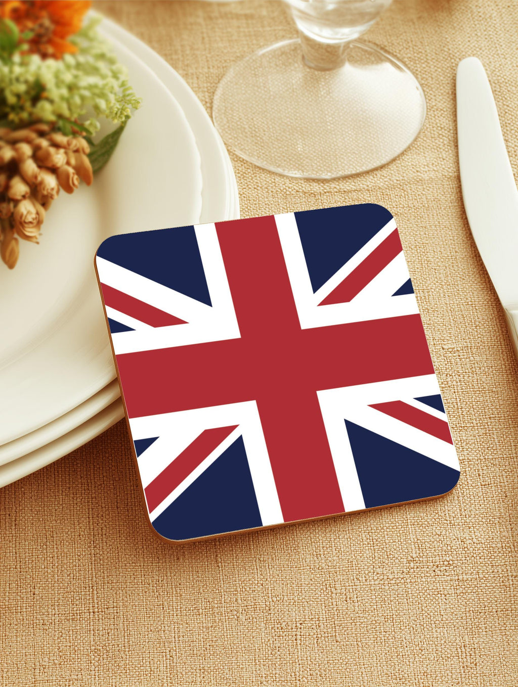 Union Jack Flag Coasters: British Pride Drink Mats (Set of 4)