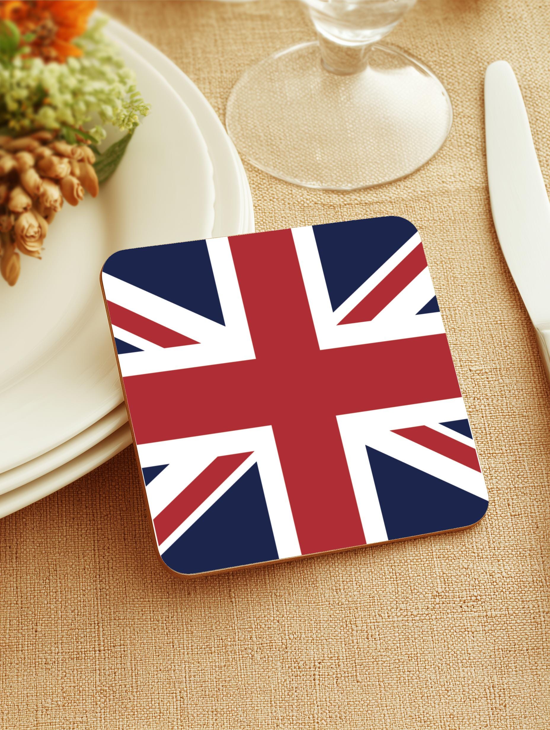 Union Jack Flag Coaster: British Pride Drink Mat, UK Home Decor (Single coaster)