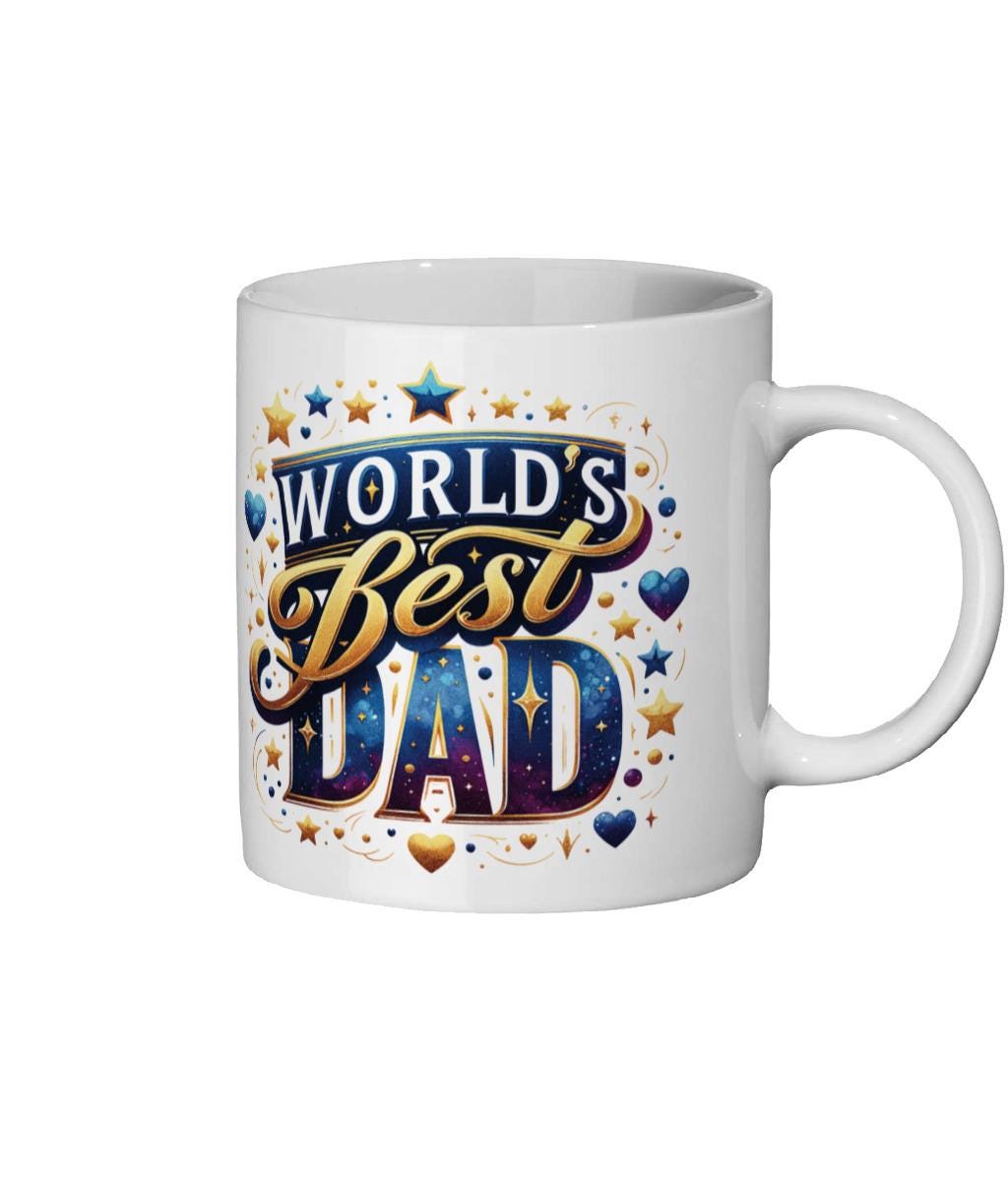 World's Best Dad Mug – White 11oz Ceramic Coffee Cup with Colourful Print – Father’s Day Gift from Kids – Dad Birthday Gift