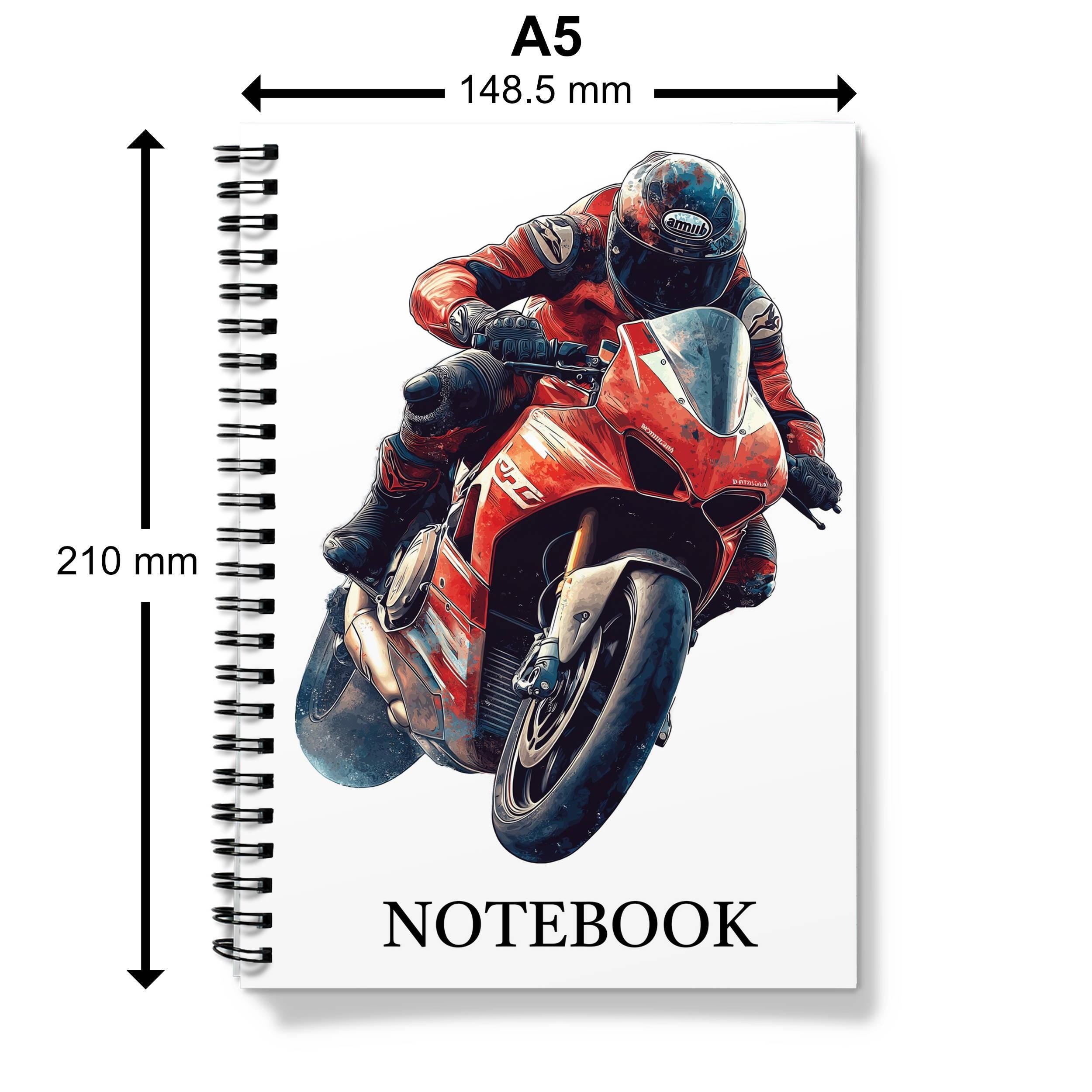 Red Motorbike Spiral Notebook: A5 Lined/Graph Paper Journal