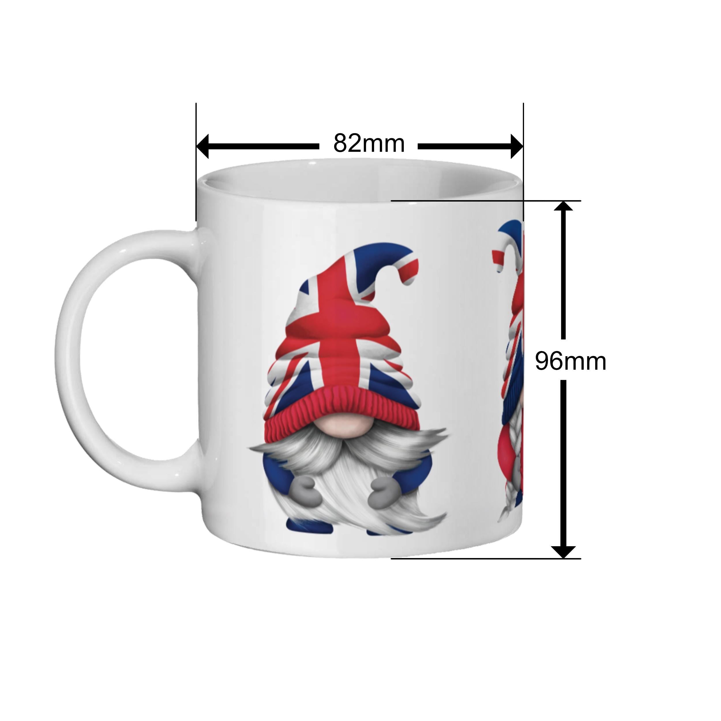 Union Jack Gonk Mug: British Gnome Ceramic Coffee Cup