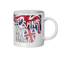 White mug with Union Jack design and 'It's in my DNA' text on a white background