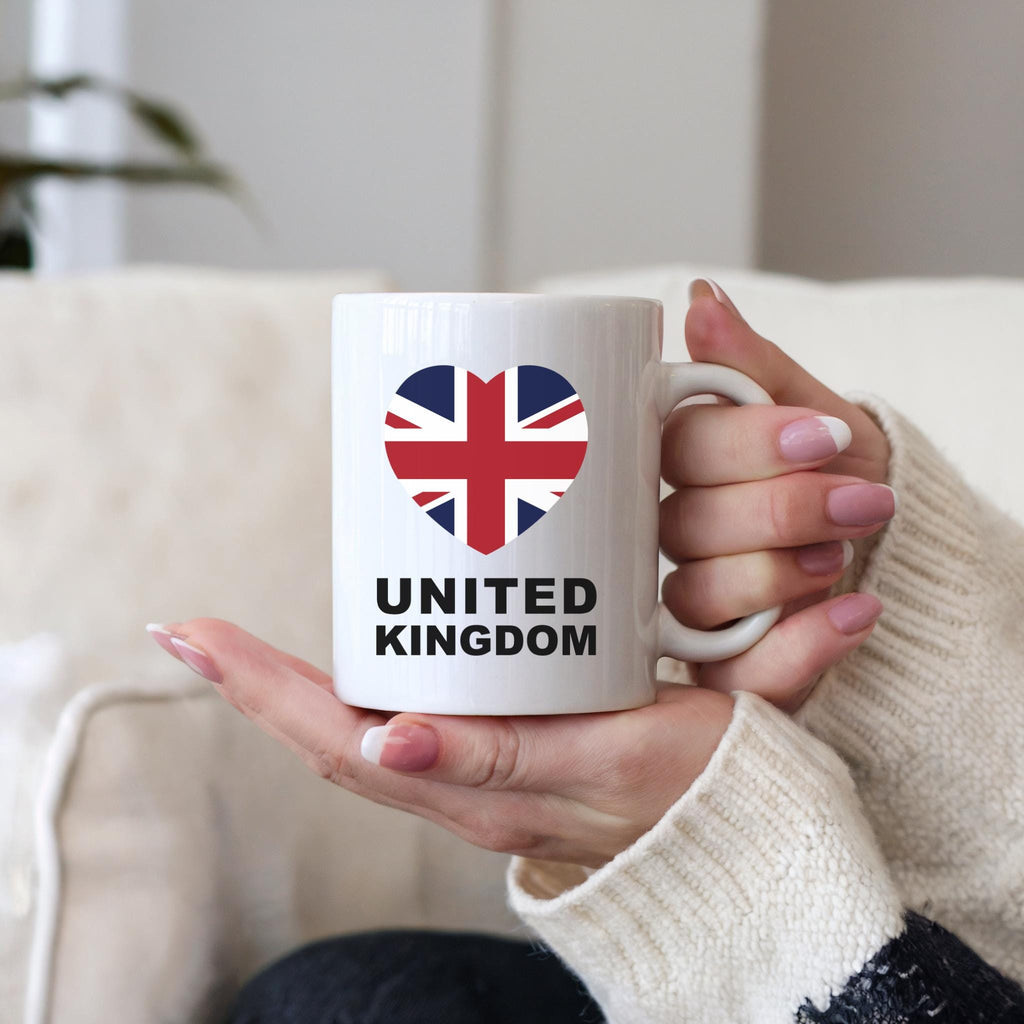 Union Jack Heart Mug: British Flag Coffee Cup, UK Gift