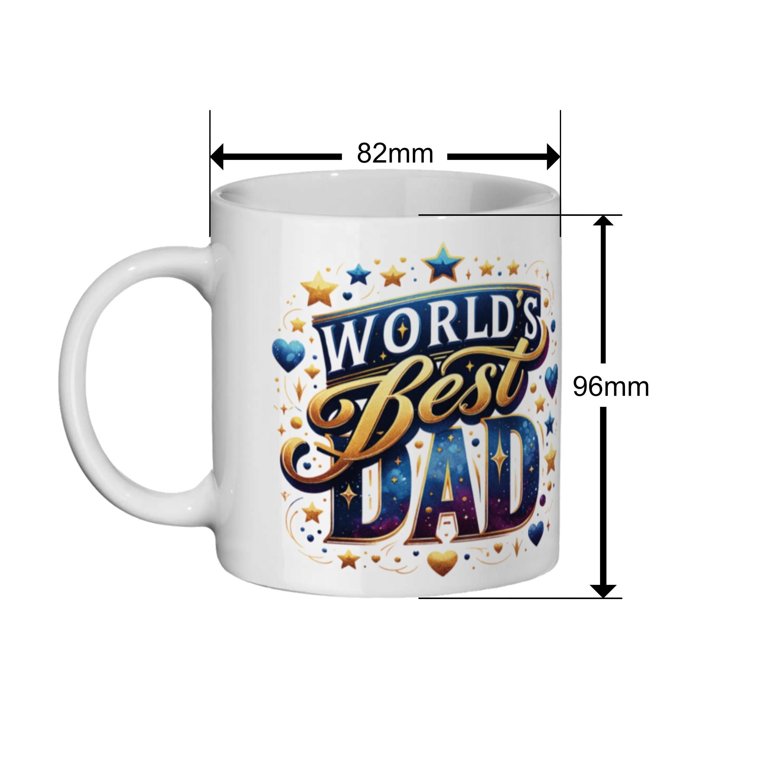 World's Best Dad Mug – White 11oz Ceramic Coffee Cup with Colourful Print – Father’s Day Gift from Kids – Dad Birthday Gift