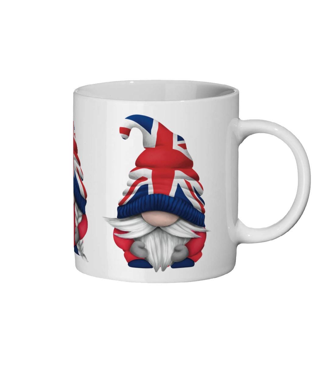 Union Jack Gonk Mug: British Gnome Ceramic Coffee Cup