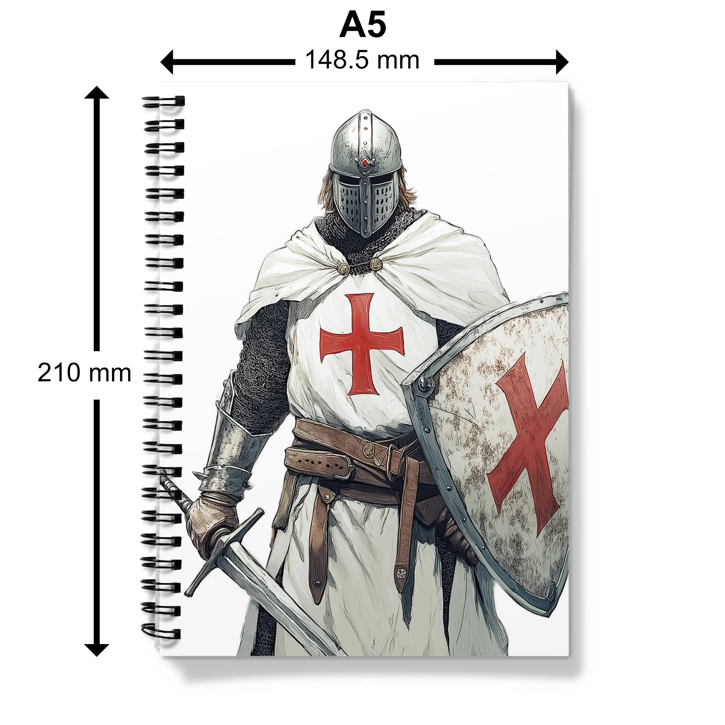 Crusader Knight A5 Spiral Notebook: Medieval Templar Journal