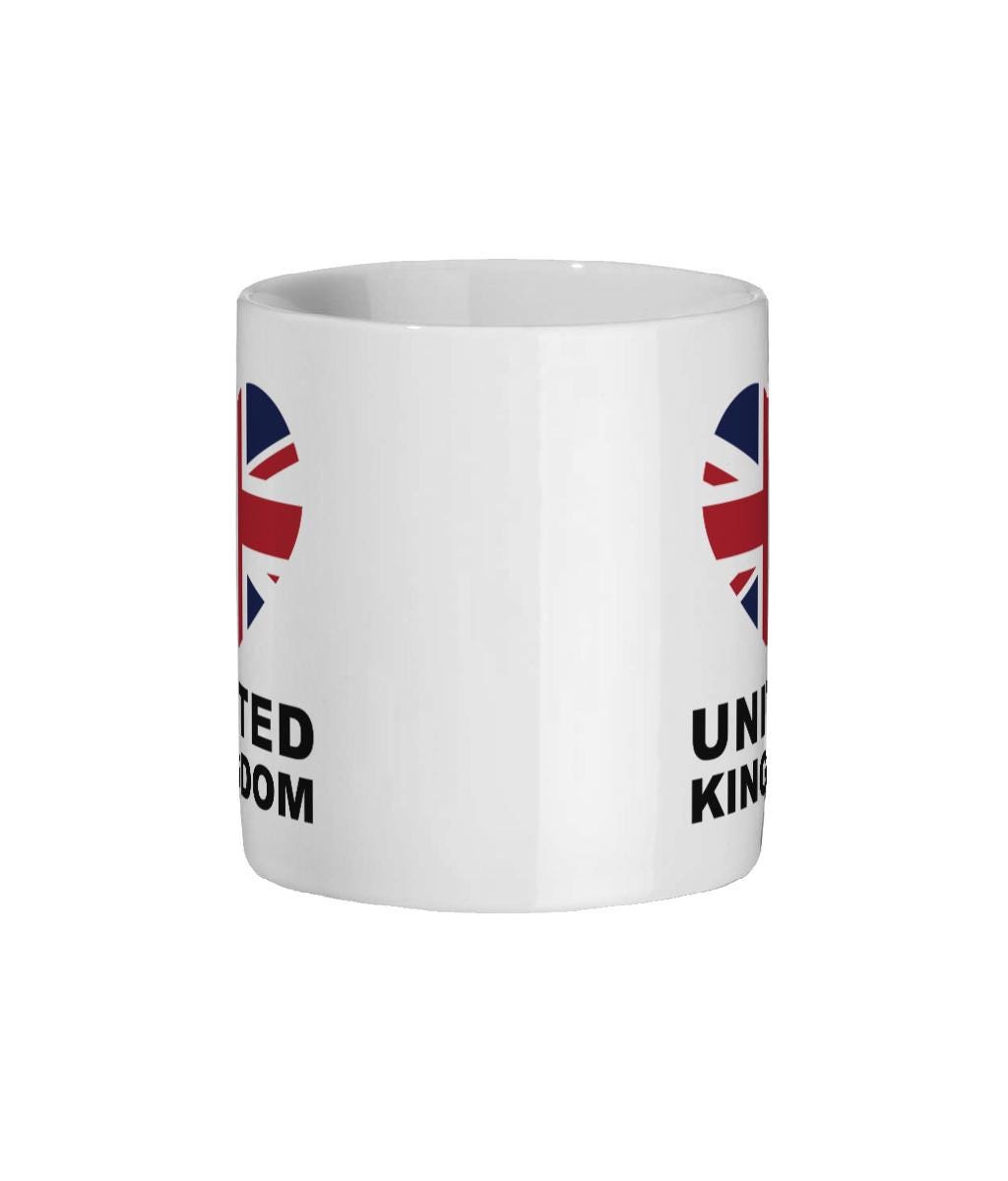 Union Jack Heart Mug: British Flag Coffee Cup, UK Gift