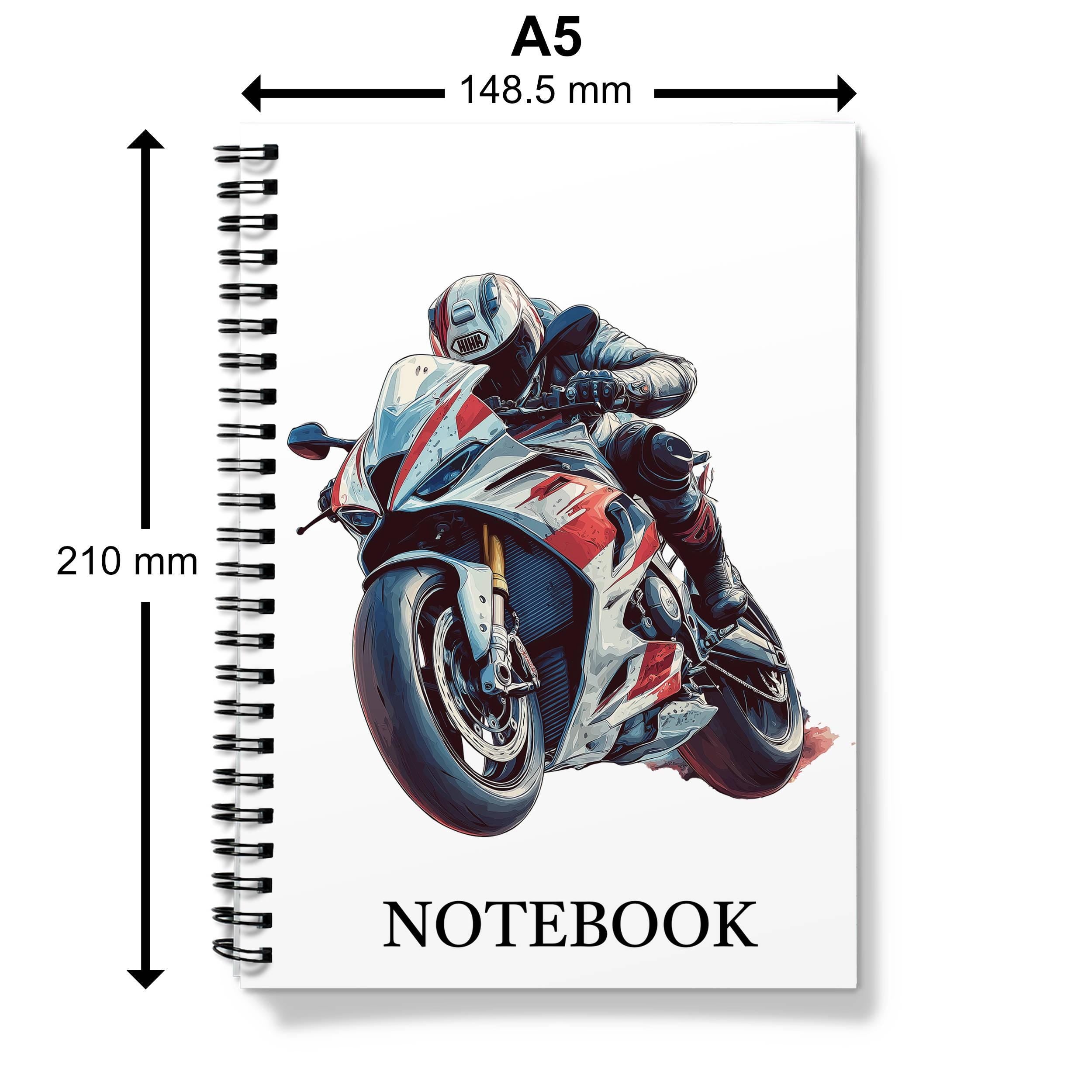 Motorcycle Rider A5 Notebook: Racing Bike Journal & Sketchbook