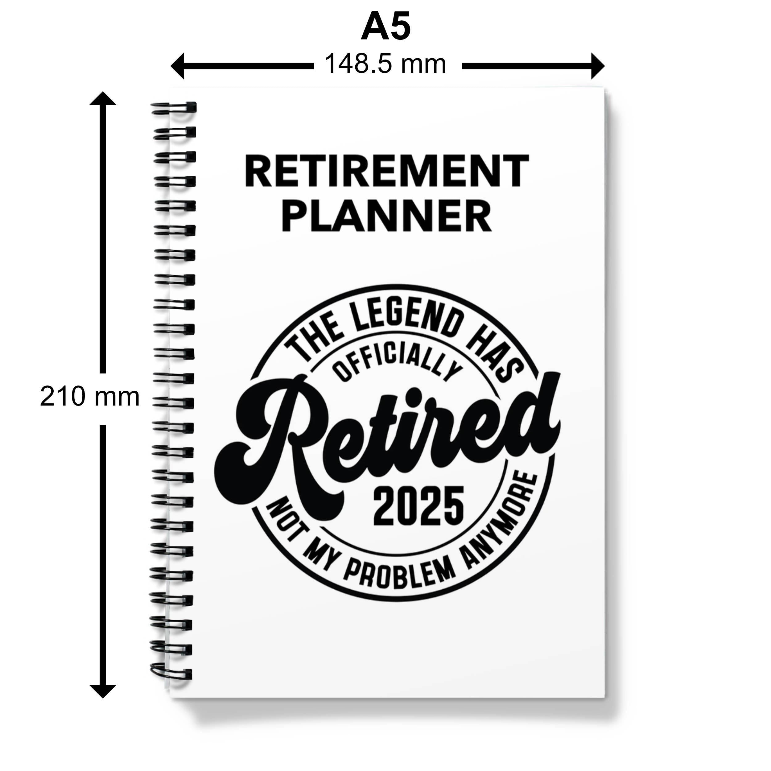 A5 Spiral Bound Retirement Planner Notebook – “The legend has officially retired” Travel Journal for Retirees