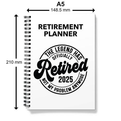 A5 Spiral Bound Retirement Planner Notebook – “The legend has officially retired” Travel Journal for Retirees