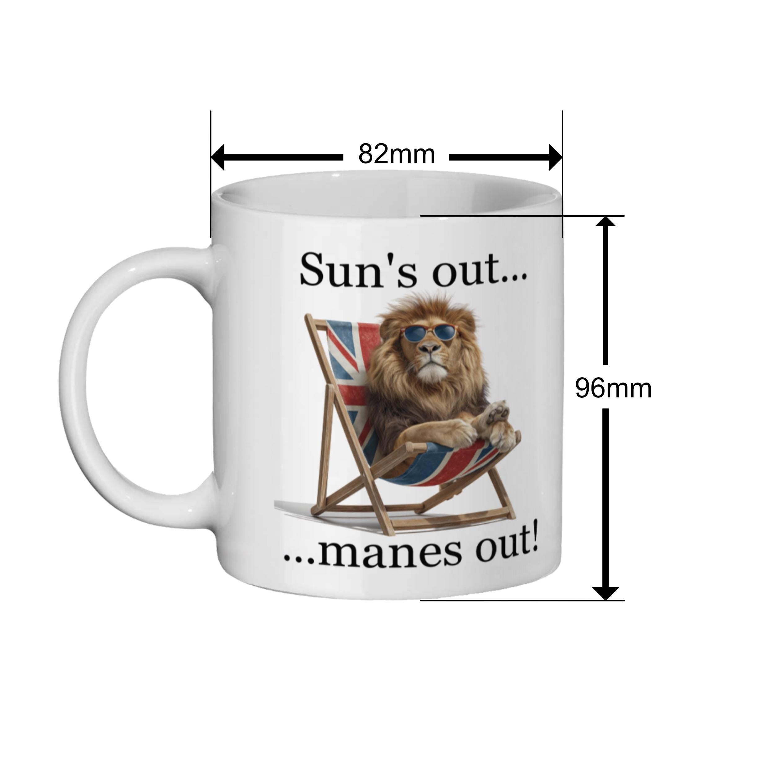 Funny British Lion Coffee Mug: Union Jack, 11oz Ceramic
