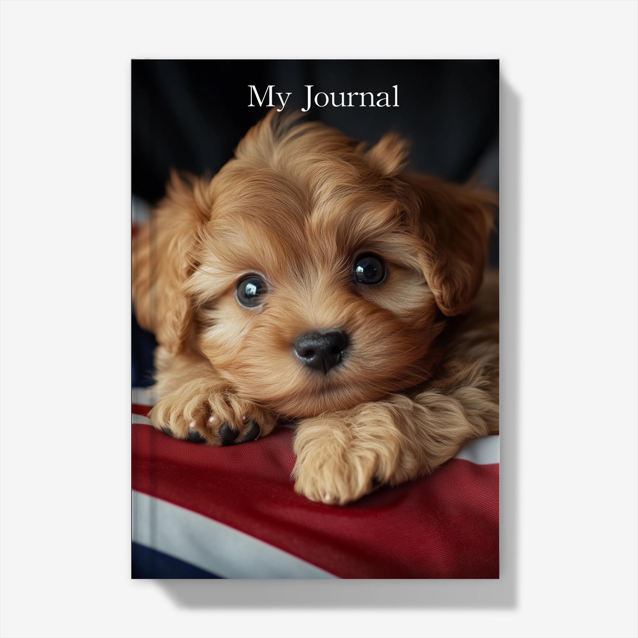 Cavapoo Puppy Hardback Journal: Union Jack Cushion, British Dog Lover Gift