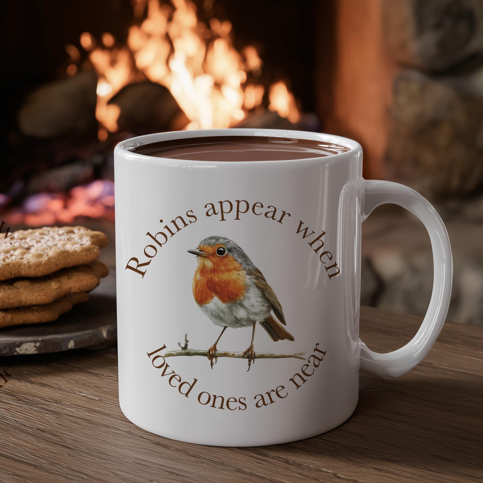 Robin Memorial Coffee Mug: Remembrance Gift, Bird Lover Ceramic Mug