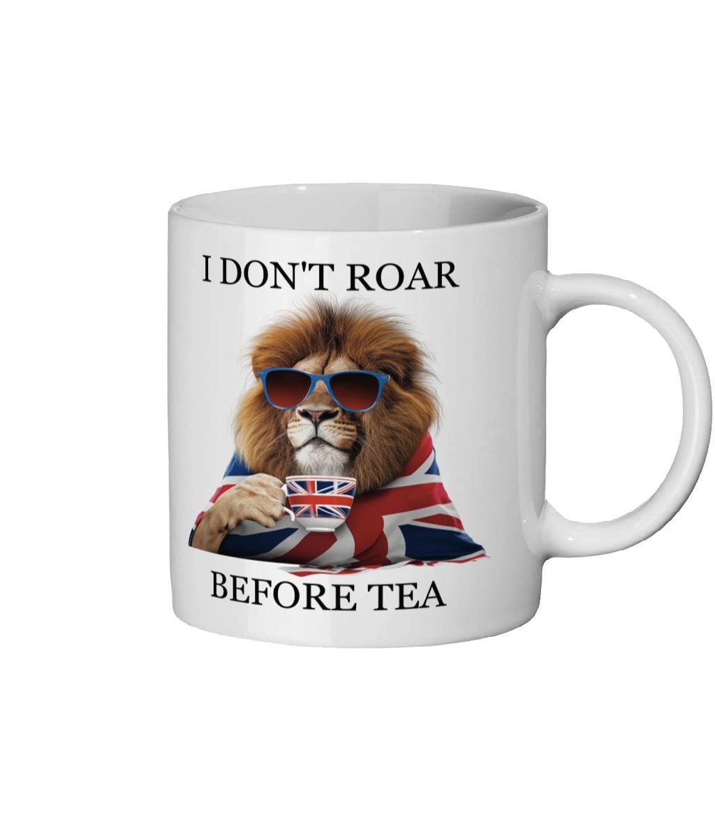 Regal Lion UK Mug: Funny British Tea Cup, Union Jack Design