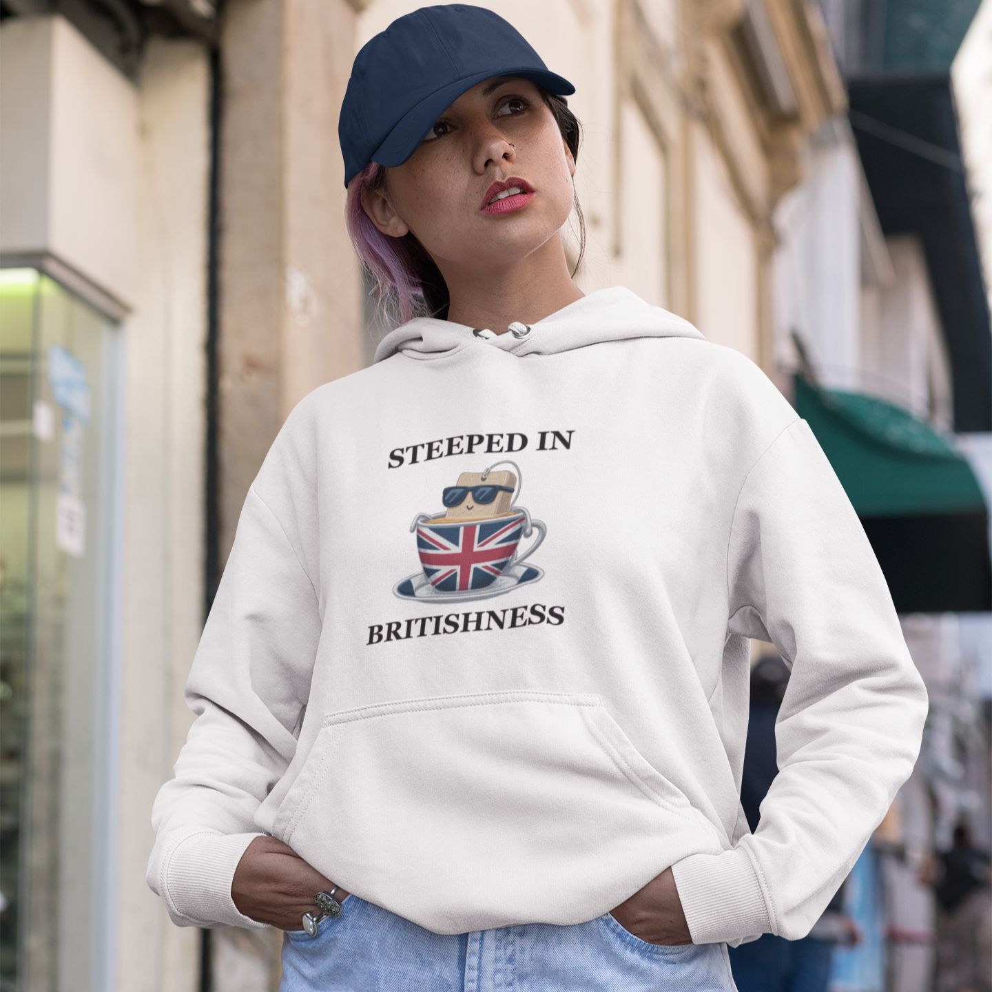 Funny British Tea Hoodie: Union Jack Teacup, British Pride