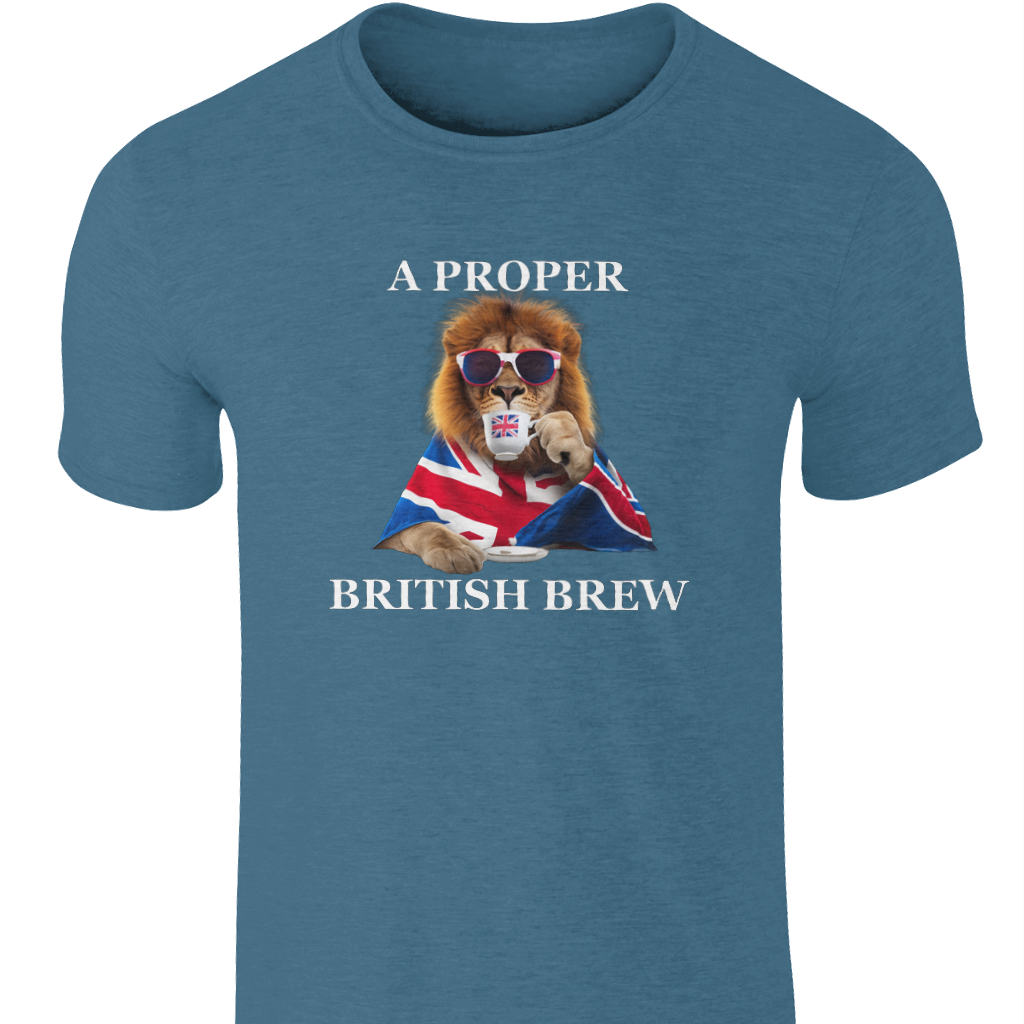Funny British Lion T-Shirt: Union Jack Tea Lover Tee