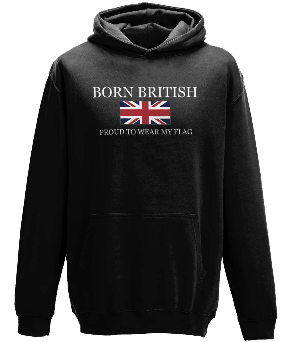 Union Jack Hoodie: Born British Pride Pullover - Unisex Cotton Blend