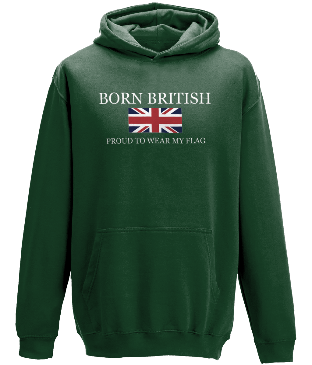 Union Jack Hoodie: Born British Pride Pullover - Unisex Cotton Blend
