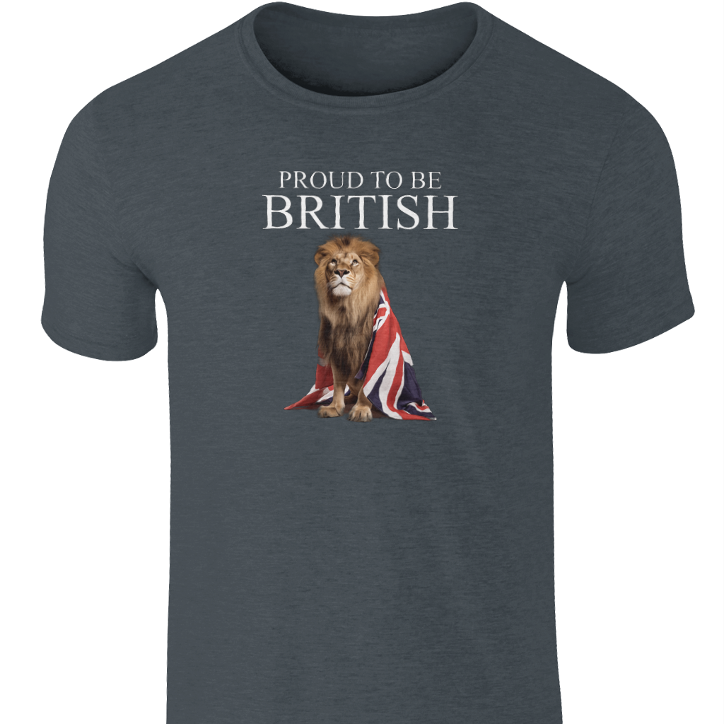 Union Jack Lion T-Shirt: Proud to Be British Ringspun Cotton Tee