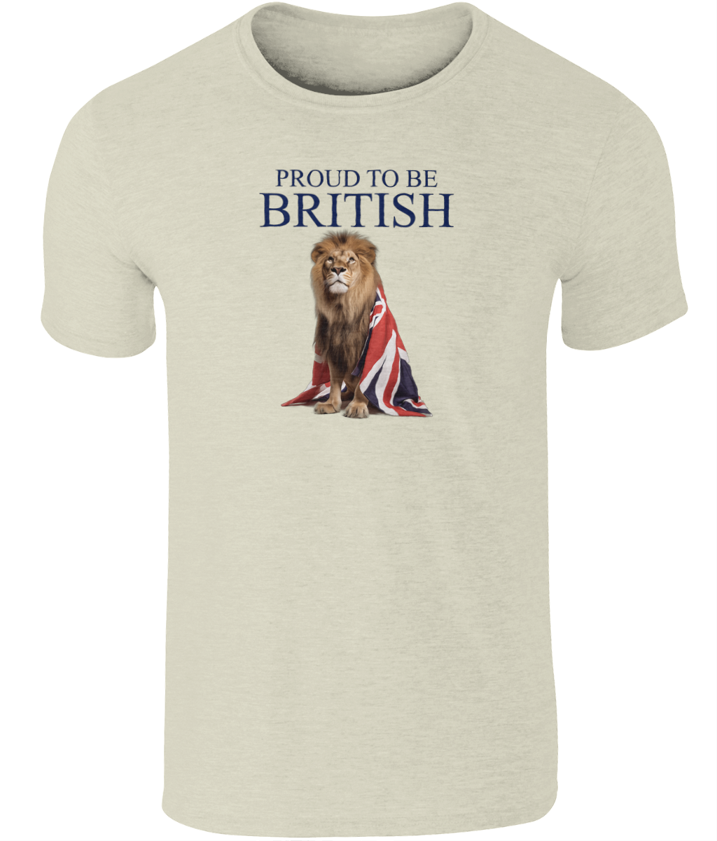 Union Jack Lion T-Shirt: Proud to Be British Ringspun Cotton Tee