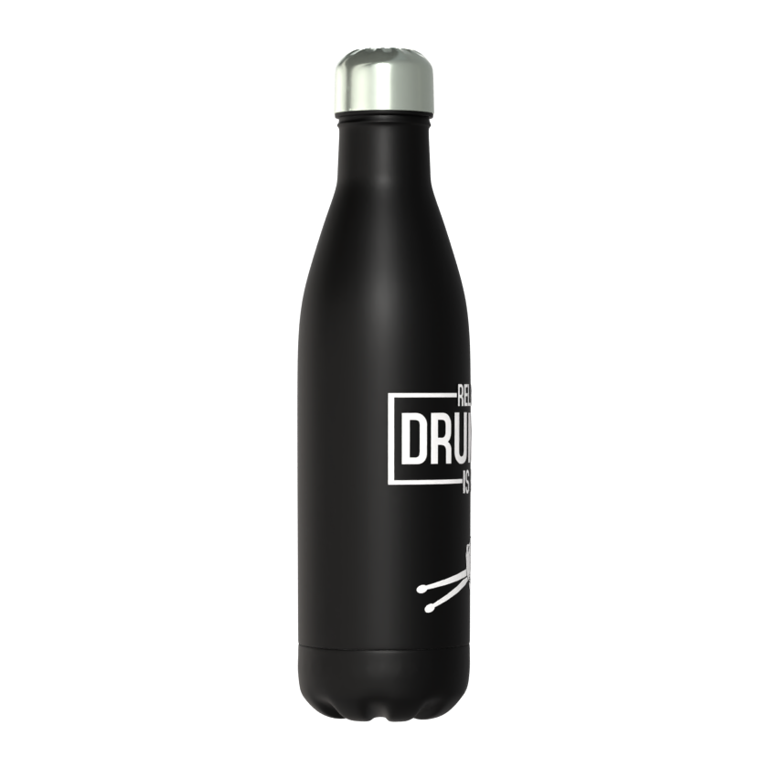 Drummer Gift: Black Metal Thermos Water Bottle (500ml)