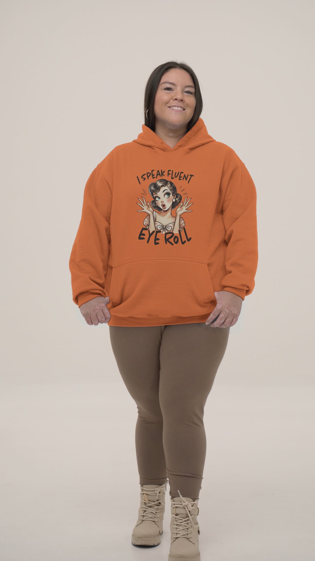 Funny Cotton Hoodie for Women – “I Speak Fluent Eye Roll” Graphic Hoody