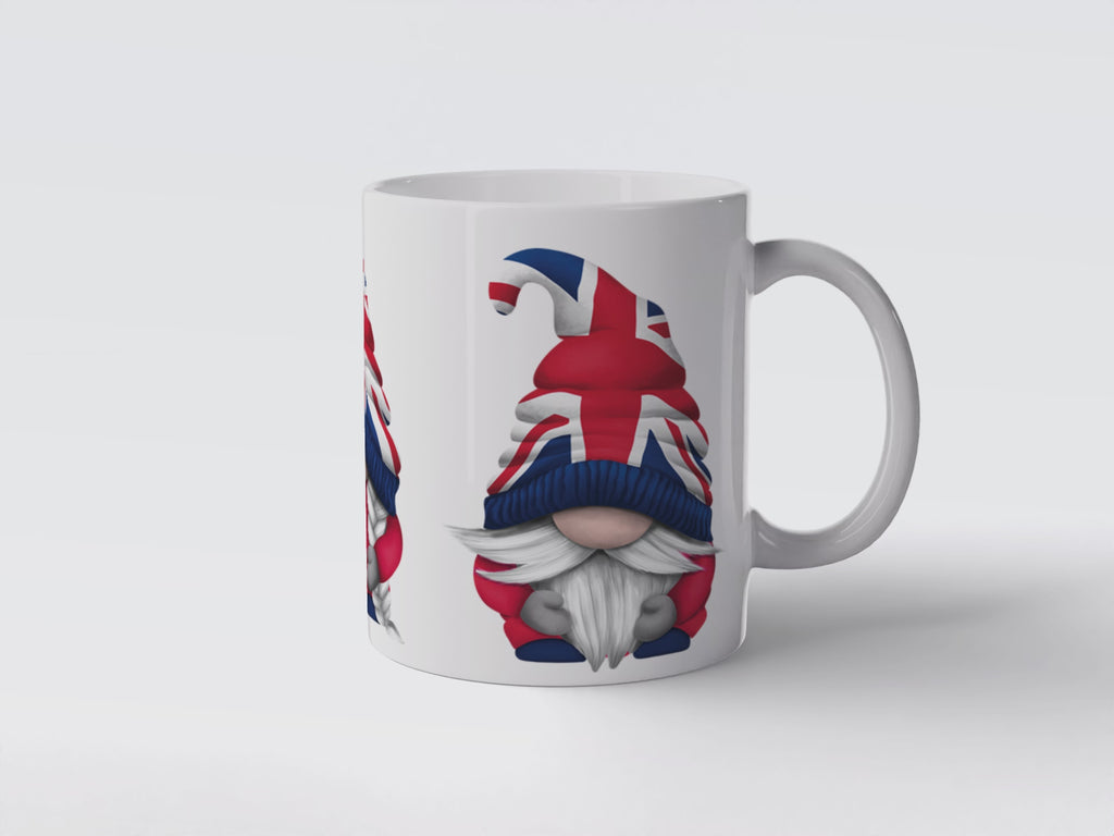 Union Jack Gonk Mug: British Gnome Ceramic Coffee Cup
