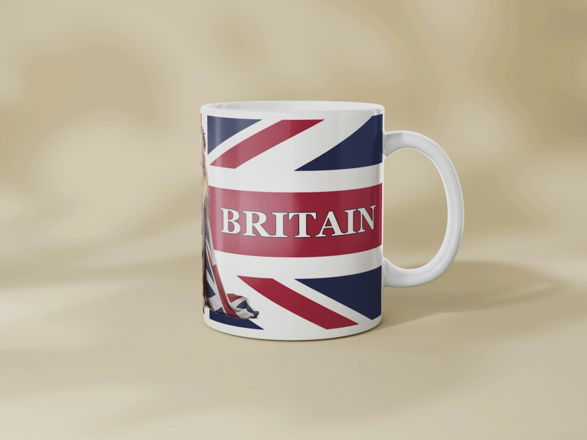 Lion Union Jack Mug: British Pride Coffee Cup, England Souvenir