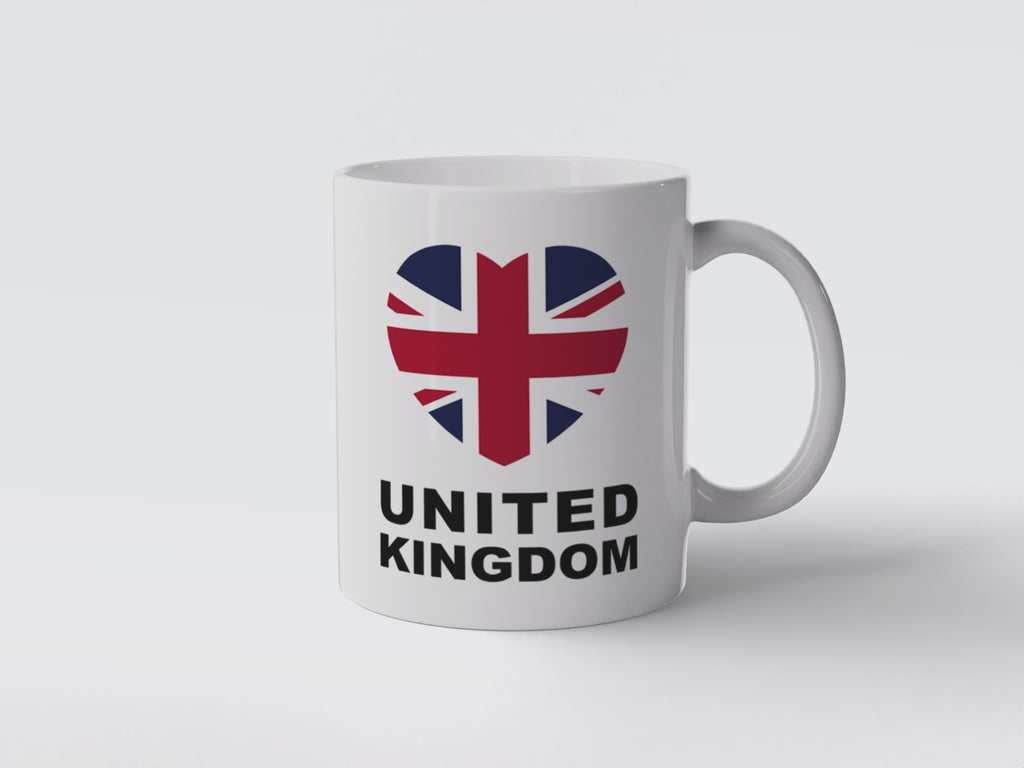 Union Jack Heart Mug: British Flag Coffee Cup, UK Gift