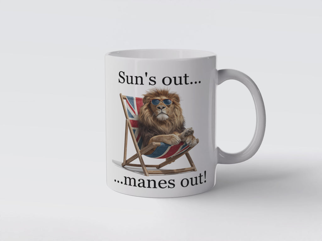Funny British Lion Coffee Mug: Union Jack, 11oz Ceramic