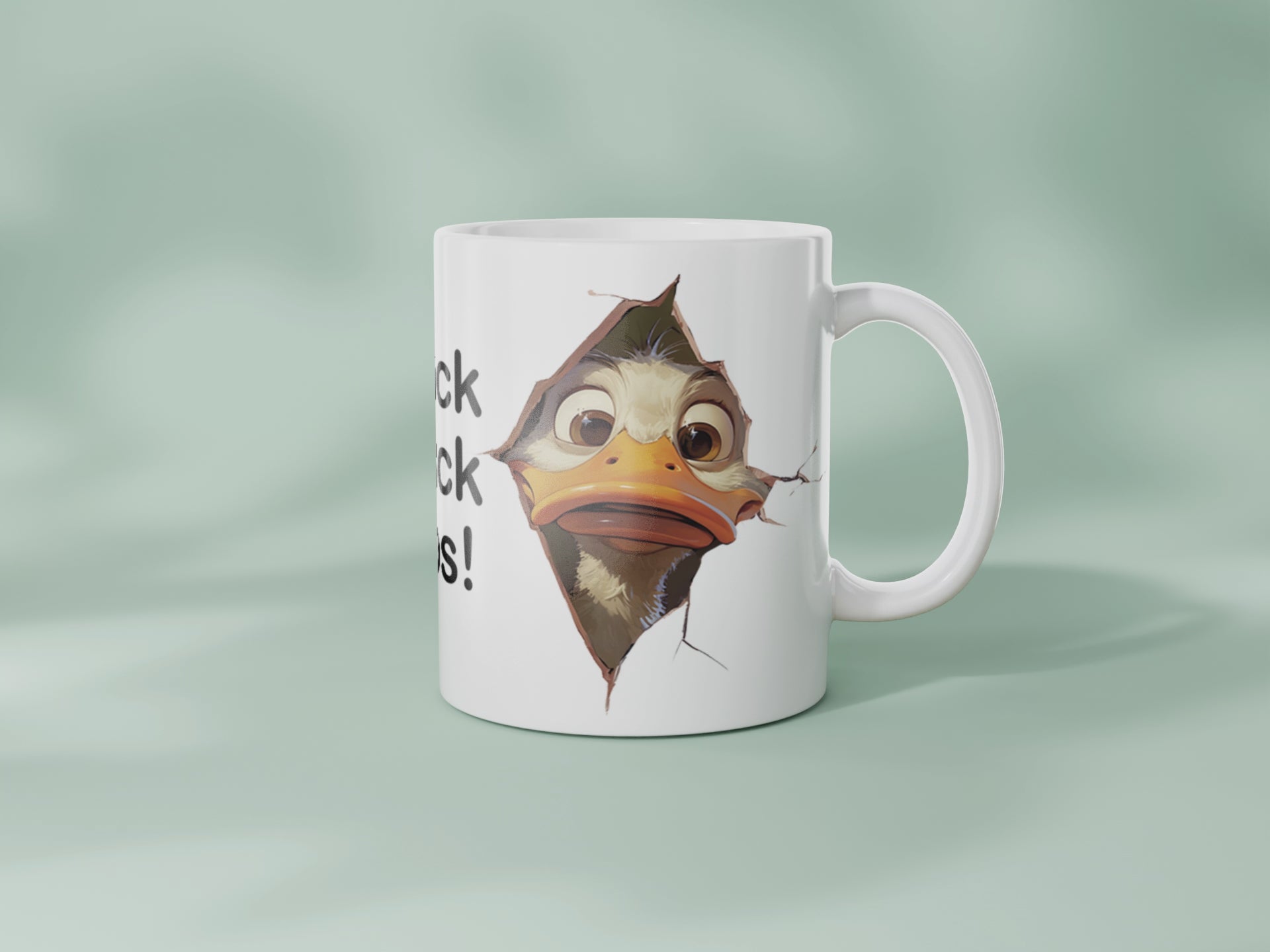 Funny Duck Mug – “Quack Quack Oops!” – 11oz White Ceramic Coffee Cup – Cute Animal Gift for Duck Lovers, Friends or Coworkers