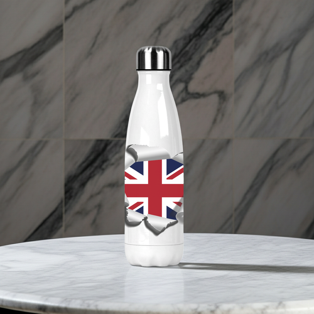 500ml Union Jack Insulated Water Bottle – Stainless Steel UK Flag Drinks Flask